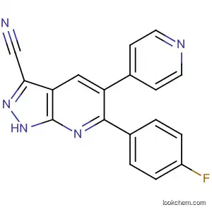 Molecular Structure of 755755-13-6 (1H-Pyrazolo[3,4-b]pyridine-3-carbonitrile,
6-(4-fluorophenyl)-5-(4-pyridinyl)-)