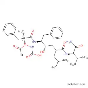 Molecular Structure of 137281-71-1 (Carbamic acid,
[(1S)-2-[[(1S,2S,4R)-4-[[[(1S)-1-(aminocarbonyl)-2-methylpropyl]amino]
carbonyl]-2-hydroxy-6-methyl-1-(phenylmethyl)heptyl]amino]-1-methyl-2-
oxoethyl]-, phenylmethyl ester)