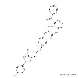 Molecular Structure of 196808-49-8 (L-Tyrosine,
N-(2-benzoylphenyl)-O-[2-[2-(4-fluorophenyl)-5-methyl-4-oxazolyl]ethyl]-)