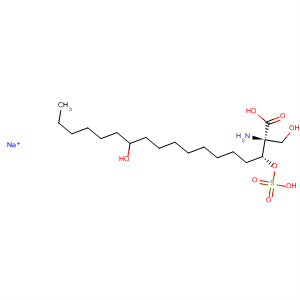 Molecular Structure of 197859-26-0 (Octadecanoic acid,
2-amino-12-hydroxy-2-(hydroxymethyl)-3-(sulfooxy)-, monosodium salt,
(2S,3R)-)