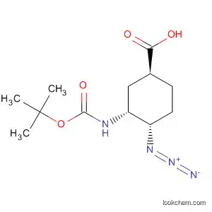 Molecular Structure of 365997-67-7 (Cyclohexanecarboxylic acid,
4-azido-3-[[(1,1-dimethylethoxy)carbonyl]amino]-, (1S,3R,4S)-)