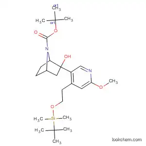 Molecular Structure of 510748-12-6 (7-Azabicyclo[2.2.1]heptane-7-carboxylic acid,
2-[4-[2-[[(1,1-dimethylethyl)dimethylsilyl]oxy]ethyl]-6-methoxy-3-pyridinyl]
-2-hydroxy-, 1,1-dimethylethyl ester, (1R,2S,4S)-rel-)