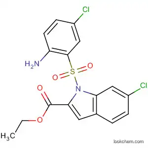 Molecular Structure of 540740-44-1 (1H-Indole-2-carboxylic acid,
1-[(2-amino-5-chlorophenyl)sulfonyl]-6-chloro-, ethyl ester)