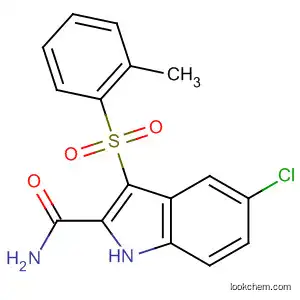 Molecular Structure of 540740-86-1 (1H-Indole-2-carboxamide, 5-chloro-3-[(2-methylphenyl)sulfonyl]-)