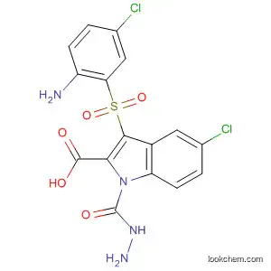 Molecular Structure of 540740-96-3 (1H-Indole-2-carboxylic acid,
3-[(2-amino-5-chlorophenyl)sulfonyl]-5-chloro-, hydrazide)