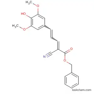Molecular Structure of 569343-54-0 (2,4-Pentadienoic acid, 2-cyano-5-(4-hydroxy-3,5-dimethoxyphenyl)-,
phenylmethyl ester, (2E,4E)-)