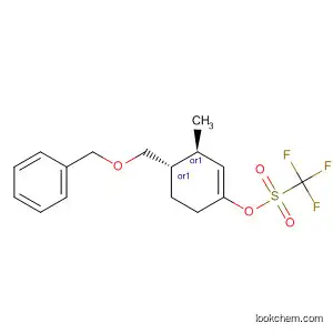 Molecular Structure of 596105-67-8 (Methanesulfonic acid, trifluoro-,
(3R,4S)-3-methyl-4-[(phenylmethoxy)methyl]-1-cyclohexen-1-yl ester,
rel-)