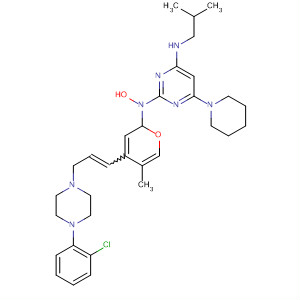 Molecular Structure of 799787-84-1 (4-Pyrimidinamine,
2-[4-[3-[4-(2-chlorophenyl)-1-piperazinyl]-1-propenyl]-5-methyl-1H-pyraz
ol-1-yl]-N-(2-methylpropyl)-6-(1-piperidinyl)-)