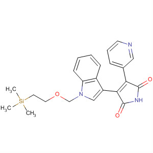 Molecular Structure of 799822-54-1 (1H-Pyrrole-2,5-dione,
3-(3-pyridinyl)-4-[1-[[2-(trimethylsilyl)ethoxy]methyl]-1H-indol-3-yl]-)