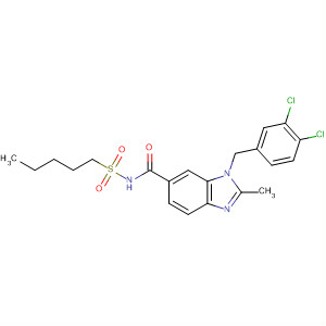 Molecular Structure of 799841-02-4 (1H-Benzimidazole-6-carboxamide,
1-[(3,4-dichlorophenyl)methyl]-2-methyl-N-(pentylsulfonyl)-)