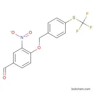 Molecular Structure of 819076-63-6 (Benzaldehyde, 3-nitro-4-[[4-[(trifluoromethyl)thio]phenyl]methoxy]-)