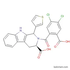Molecular Structure of 820218-68-6 (1H-Pyrido[3,4-b]indole-3-carboxylic acid,
2-(2-carboxy-4,5-dichlorobenzoyl)-2,3,4,9-tetrahydro-1-(3-thienyl)-,
(3R)-)
