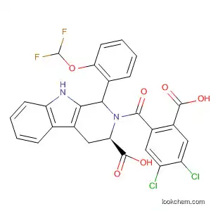 Molecular Structure of 820218-82-4 (1H-Pyrido[3,4-b]indole-3-carboxylic acid,
2-(2-carboxy-4,5-dichlorobenzoyl)-1-[2-(difluoromethoxy)phenyl]-2,3,4,9
-tetrahydro-, (3R)-)