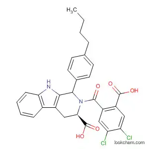 Molecular Structure of 820218-86-8 (1H-Pyrido[3,4-b]indole-3-carboxylic acid,
1-(4-butylphenyl)-2-(2-carboxy-4,5-dichlorobenzoyl)-2,3,4,9-tetrahydro-,
(3R)-)