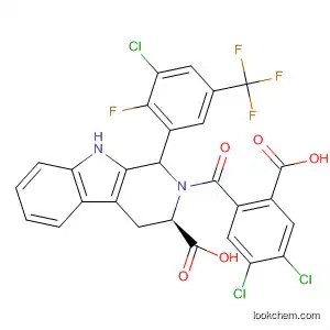 Molecular Structure of 820218-90-4 (1H-Pyrido[3,4-b]indole-3-carboxylic acid,
2-(2-carboxy-4,5-dichlorobenzoyl)-1-[3-chloro-2-fluoro-5-(trifluoromethyl
)phenyl]-2,3,4,9-tetrahydro-, (3R)-)