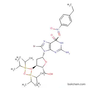 Molecular Structure of 820957-54-8 (Guanosine,
8-bromo-2'-deoxy-6-O-[2-(4-nitrophenyl)ethyl]-3',5'-O-[1,1,3,3-tetrakis(1
-methylethyl)-1,3-disiloxanediyl]-)