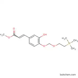 Molecular Structure of 821006-22-8 (2-Propenoic acid,
3-[3-hydroxy-4-[[2-(trimethylsilyl)ethoxy]methoxy]phenyl]-, methyl ester)