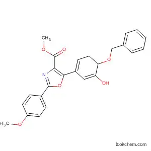 Molecular Structure of 821006-86-4 (4-Oxazolecarboxylic acid,
4,5-dihydro-5-[3-hydroxy-4-(phenylmethoxy)phenyl]-2-(4-methoxyphenyl)
-, methyl ester, (4R,5R)-)