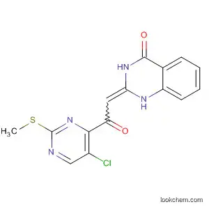 Molecular Structure of 821788-88-9 (4(1H)-Quinazolinone,
2-[2-[5-chloro-2-(methylthio)-4-pyrimidinyl]-2-oxoethylidene]-2,3-dihydro
-)