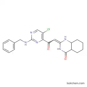 Molecular Structure of 821788-94-7 (4(1H)-Quinazolinone,
2-[2-[5-chloro-2-[(phenylmethyl)amino]-4-pyrimidinyl]-2-oxoethylidene]-2
,3-dihydro-)