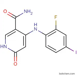 Molecular Structure of 821790-14-1 (3-Pyridinecarboxamide,
4-[(2-fluoro-4-iodophenyl)amino]-1,6-dihydro-6-oxo-)