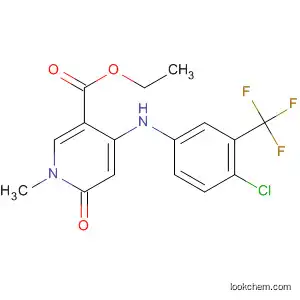 Molecular Structure of 821790-55-0 (3-Pyridinecarboxylic acid,
4-[[4-chloro-3-(trifluoromethyl)phenyl]amino]-1,6-dihydro-1-methyl-6-oxo
-, ethyl ester)