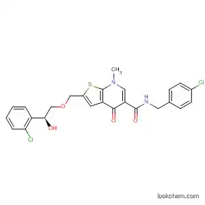Molecular Structure of 821805-34-9 (Thieno[2,3-b]pyridine-5-carboxamide,
2-[[(2S)-2-(2-chlorophenyl)-2-hydroxyethoxy]methyl]-N-[(4-chlorophenyl)
methyl]-4,7-dihydro-7-methyl-4-oxo-)