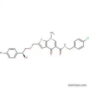Molecular Structure of 821805-39-4 (Thieno[2,3-b]pyridine-5-carboxamide,
2-[[(2S)-2-(4-bromophenyl)-2-hydroxyethoxy]methyl]-N-[(4-chlorophenyl)
methyl]-4,7-dihydro-7-methyl-4-oxo-)