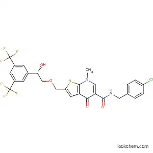 Molecular Structure of 821805-41-8 (Thieno[2,3-b]pyridine-5-carboxamide,
2-[[(2S)-2-[3,5-bis(trifluoromethyl)phenyl]-2-hydroxyethoxy]methyl]-N-[(4-
chlorophenyl)methyl]-4,7-dihydro-7-methyl-4-oxo-)