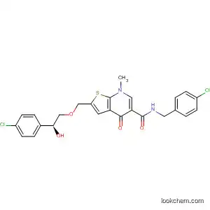 Molecular Structure of 821805-43-0 (Thieno[2,3-b]pyridine-5-carboxamide,
2-[[(2S)-2-(4-chlorophenyl)-2-hydroxyethoxy]methyl]-N-[(4-chlorophenyl)
methyl]-4,7-dihydro-7-methyl-4-oxo-)