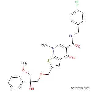 Molecular Structure of 821805-59-8 (Thieno[2,3-b]pyridine-5-carboxamide,
N-[(4-chlorophenyl)methyl]-4,7-dihydro-2-[(2-hydroxy-3-methoxy-2-phen
ylpropoxy)methyl]-7-methyl-4-oxo-)
