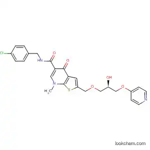 Molecular Structure of 821805-77-0 (Thieno[2,3-b]pyridine-5-carboxamide,
N-[(4-chlorophenyl)methyl]-4,7-dihydro-2-[[(2R)-2-hydroxy-3-(4-pyridinyl
oxy)propoxy]methyl]-7-methyl-4-oxo-)