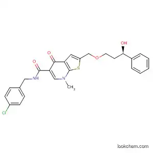 Molecular Structure of 821805-86-1 (Thieno[2,3-b]pyridine-5-carboxamide,
N-[(4-chlorophenyl)methyl]-4,7-dihydro-2-[[(3R)-3-hydroxy-3-phenylprop
oxy]methyl]-7-methyl-4-oxo-)