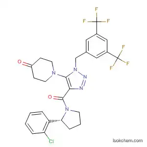 Molecular Structure of 823188-12-1 (Pyrrolidine,
1-[[1-[[3,5-bis(trifluoromethyl)phenyl]methyl]-5-(4-oxo-1-piperidinyl)-1H-
1,2,3-triazol-4-yl]carbonyl]-2-(2-chlorophenyl)-, (2R)-)