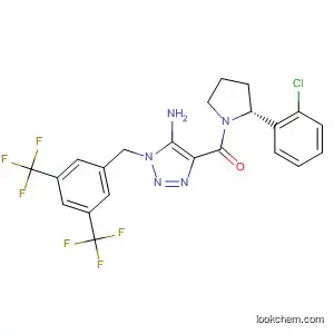 Molecular Structure of 823188-14-3 (Pyrrolidine,
1-[[5-amino-1-[[3,5-bis(trifluoromethyl)phenyl]methyl]-1H-1,2,3-triazol-4-
yl]carbonyl]-2-(2-chlorophenyl)-, (2R)-)