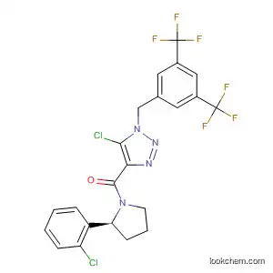 Molecular Structure of 823188-56-3 (Pyrrolidine,
1-[[1-[[3,5-bis(trifluoromethyl)phenyl]methyl]-5-chloro-1H-1,2,3-triazol-4-
yl]carbonyl]-2-(2-chlorophenyl)-, (2S)-)
