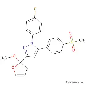 Molecular Structure of 823191-25-9 (1H-Pyrazole,
1-(4-fluorophenyl)-5-[4-(methylsulfonyl)phenyl]-3-(tetrahydro-2-methoxy-
2-furanyl)-)