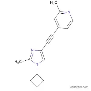 Molecular Structure of 824431-89-2 (Pyridine, 4-[(1-cyclobutyl-2-methyl-1H-imidazol-4-yl)ethynyl]-2-methyl-)