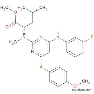 Molecular Structure of 825646-91-1 (L-Leucine,
N-[4-[(3-fluorophenyl)amino]-6-[(4-methoxyphenyl)thio]-2-pyrimidinyl]-N-
methyl-, methyl ester)