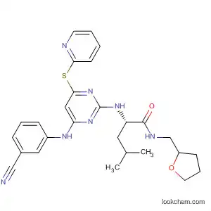 Molecular Structure of 825647-26-5 (Pentanamide,
2-[[4-[(3-cyanophenyl)amino]-6-(2-pyridinylthio)-2-pyrimidinyl]amino]-4-
methyl-N-[(tetrahydro-2-furanyl)methyl]-, (2S)-)