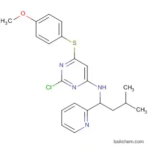 Molecular Structure of 825647-67-4 (4-Pyrimidinamine,
2-chloro-6-[(4-methoxyphenyl)thio]-N-[3-methyl-1-(2-pyridinyl)butyl]-)