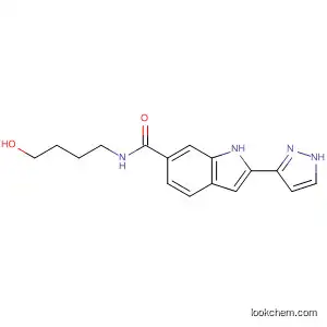 Molecular Structure of 827316-83-6 (1H-Indole-6-carboxamide, N-(4-hydroxybutyl)-2-(1H-pyrazol-3-yl)-)