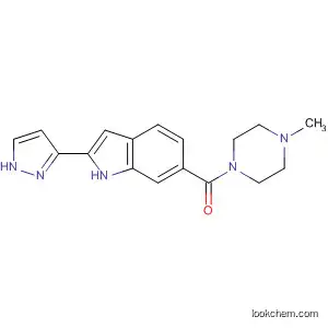 Molecular Structure of 827316-92-7 (Piperazine, 1-methyl-4-[[2-(1H-pyrazol-3-yl)-1H-indol-6-yl]carbonyl]-)