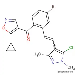 Molecular Structure of 827323-36-4 (Methanone,
[4-bromo-2-[2-(5-chloro-1,3-dimethyl-1H-pyrazol-4-yl)ethenyl]phenyl](5-
cyclopropyl-4-isoxazolyl)-)
