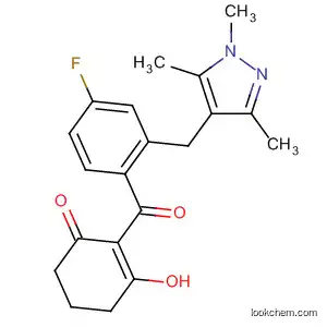 Molecular Structure of 827323-38-6 (2-Cyclohexen-1-one,
2-[4-fluoro-2-[(1,3,5-trimethyl-1H-pyrazol-4-yl)methyl]benzoyl]-3-hydroxy-)