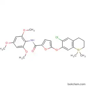 Molecular Structure of 827338-52-3 (2-Furancarboxamide,
5-[(6-chloro-1,2,3,4-tetrahydro-1,1-dimethyl-1-silanaphthalen-7-yl)oxy]-
N-(2,4,6-trimethoxyphenyl)-)
