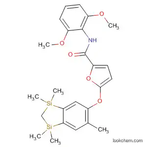 Molecular Structure of 827338-72-7 (2-Furancarboxamide,
5-[(2,3-dihydro-1,1,3,3,6-pentamethyl-1H-1,3-disilainden-5-yl)oxy]-N-(2,
6-dimethoxyphenyl)-)