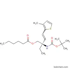 Molecular Structure of 827344-30-9 (Hexanoic acid,
(2R)-2-[[(1,1-dimethylethoxy)carbonyl]amino]-2-ethyl-4-(3-methyl-2-thien
yl)-3-butenyl ester)