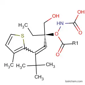 Molecular Structure of 827344-32-1 (Carbamic acid,
[(1R)-1-ethyl-1-(hydroxymethyl)-3-(3-methyl-2-thienyl)-2-propenyl]-,
1,1-dimethylethyl ester)