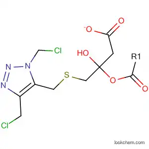Molecular Structure of 827603-80-5 (Ethanol, 2-[[[1,4-bis(chloromethyl)-1H-1,2,3-triazol-5-yl]methyl]thio]-,
acetate (ester))